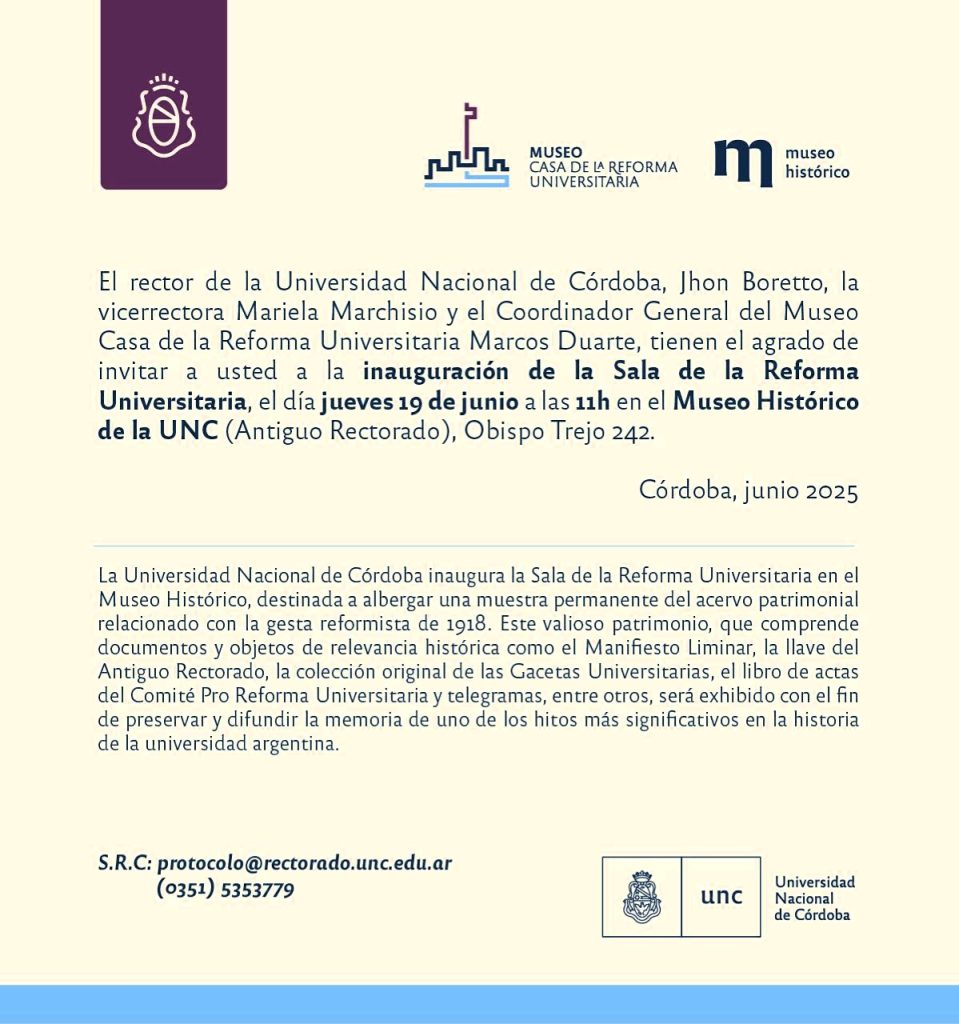 Tarjeta Invitación Sala Reforma Universitaria